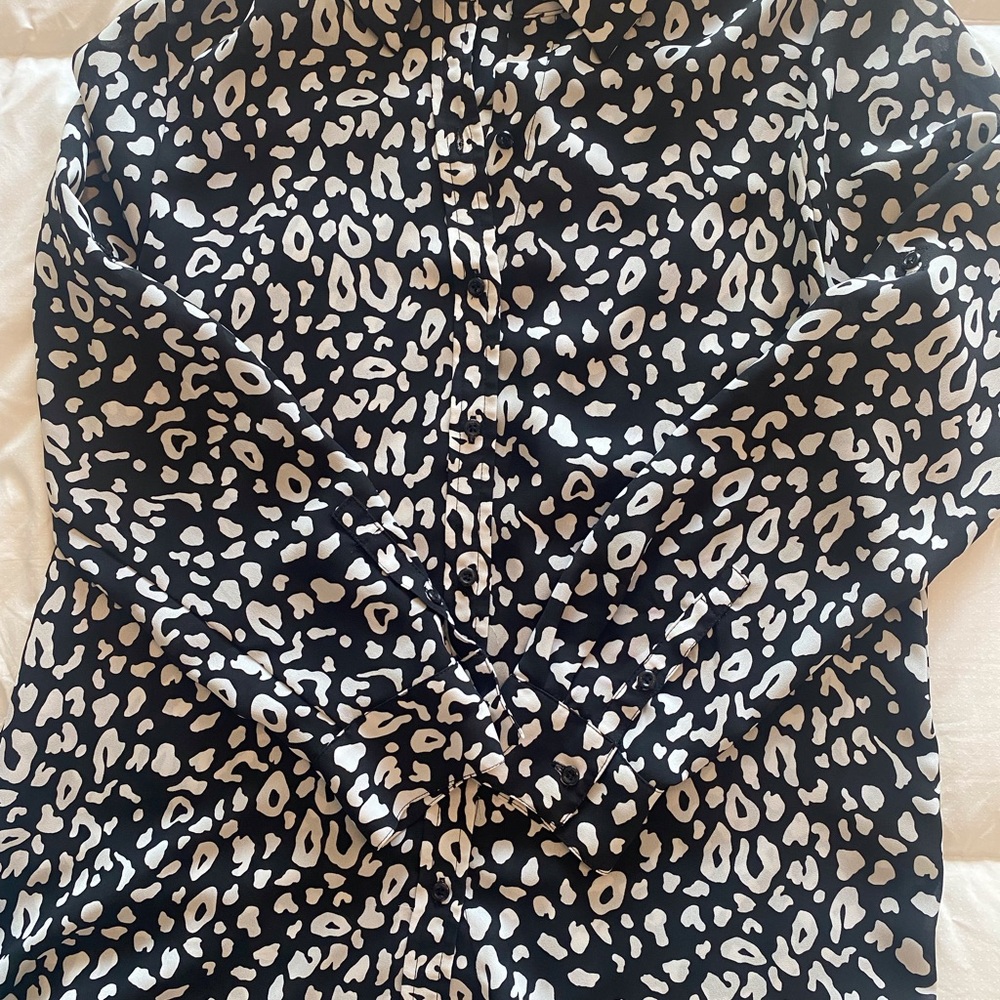 Black and White Animal Print Blouse